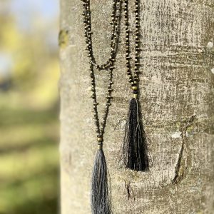 Messing-Halskette gold-anthrazit mit Schweif