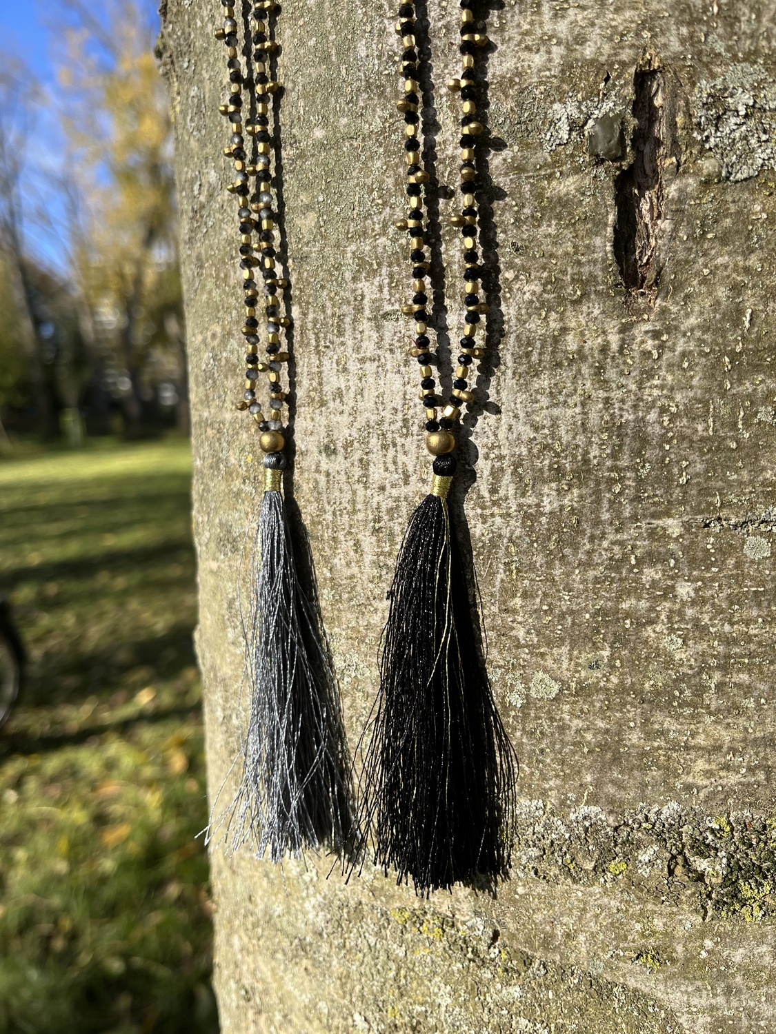 Messing-Halskette gold-schwarz mit Schweif