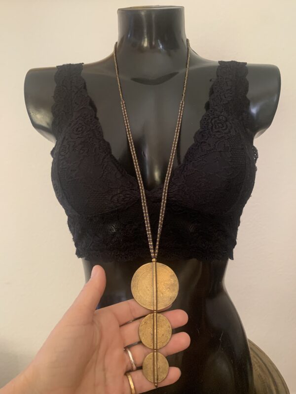 Messingkette lang – Ethno Design 3-fache Kreise
