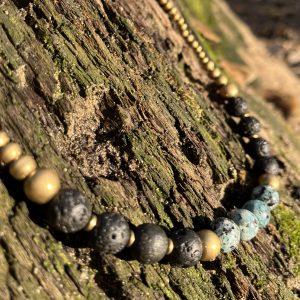 Türkis-Lavasteinkette Messing